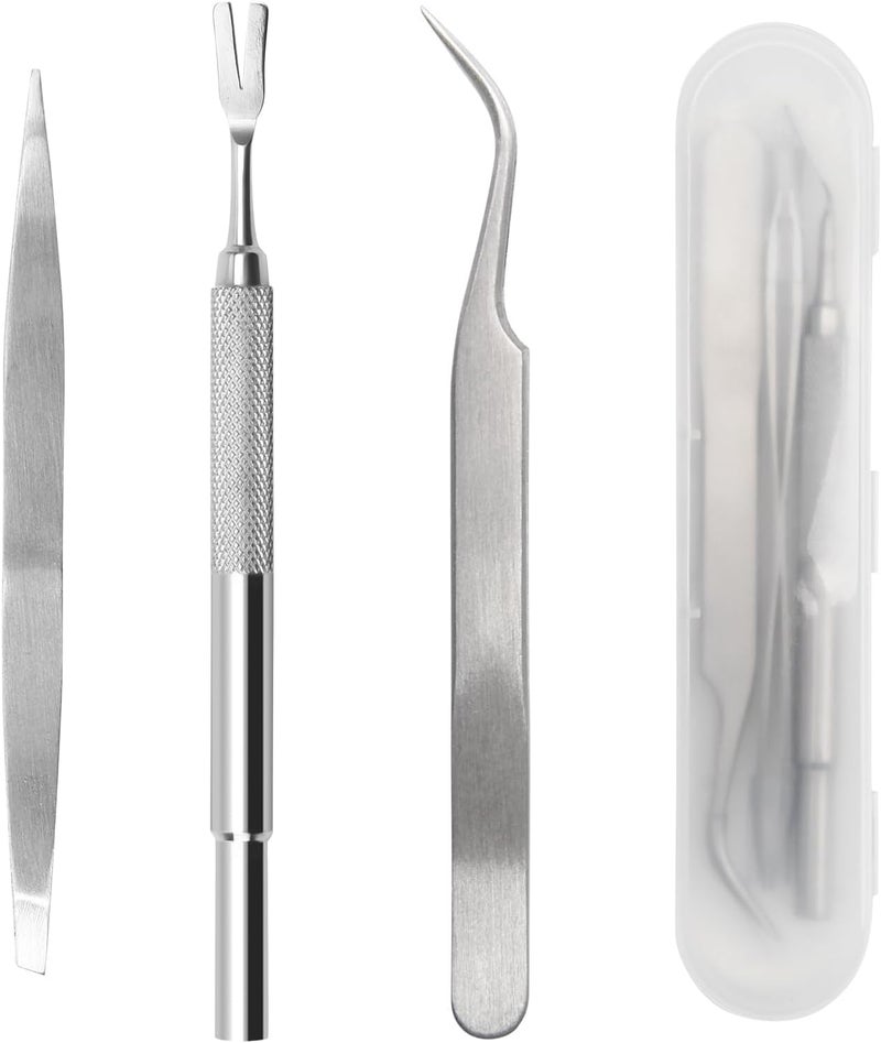 COITEK 3 in 1 Tick Remover Kit, Stainless Steel Tick Remover Tweezers Tools Set for Pet Dog, Cat, with Storage Box (Silver) - Image 1